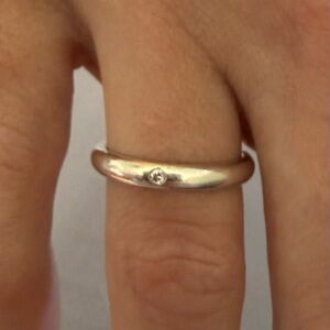 Tiffany & Co. Silver Stacking Ring with Diamond Accent